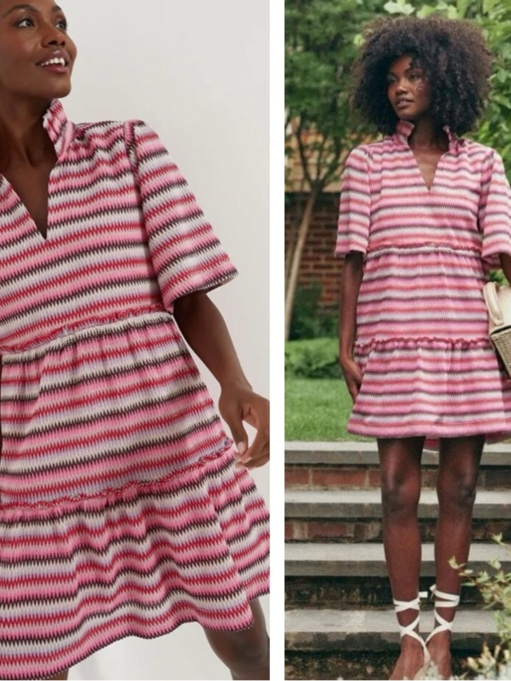 NWT Tuckernuck Zigzag Knit Crawford Dress in Pink Stripe